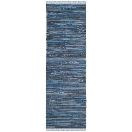 Safavieh 2 ft. - 3 in. x 12 ft. Rag Hand Woven Runner Rug - Blue & Multi Color RAR127B-212